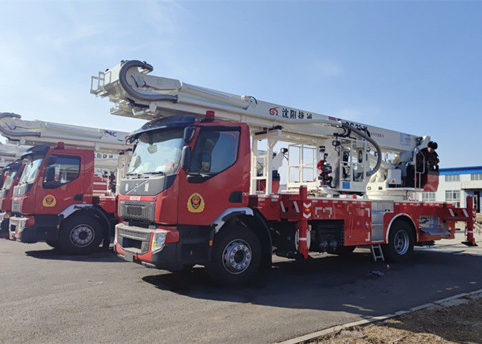 Shanghai Jindun Telescopic Boom Platform Aerial Ladder Fire Truck 8x4 Drive