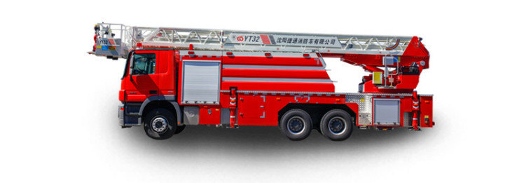 Shanghai Jindun Telescopic Boom Platform Aerial Ladder Fire Truck 8x4 Drive